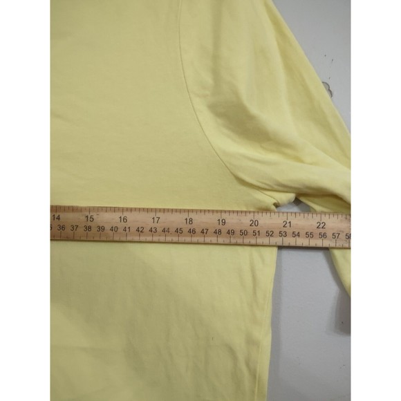 Talbots T Shirt Top Women's Large yellow Ruffle Bell Sleeve Round Neck Stretch - Picture 7 of 7